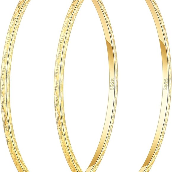Gold Hoop Earrings Women Lightweight 14K Gold Plated Hypoallergenic Big Hoop - Picture 1 of 7